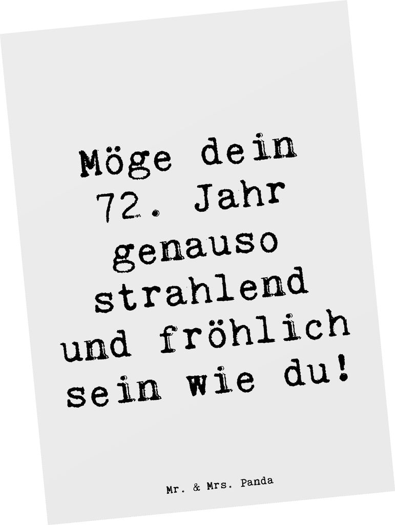 Mr. & Mrs. Panda Postkarte Spruch 72. Geburtstag Freude Produktbild 