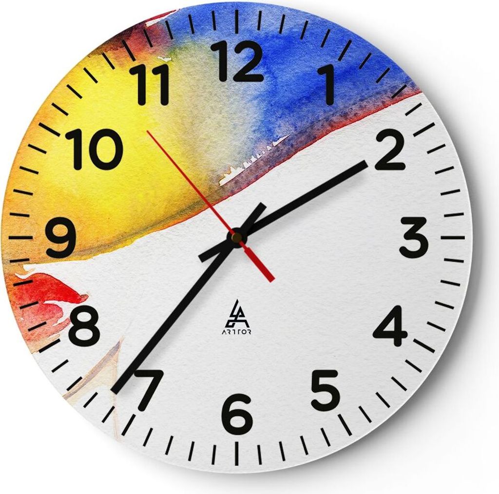 Wanduhr - Rund - Glasuhr - Modell modern schön Design - 30x30cm - Schleichendes Uhrwerk - Lautlos - zum Aufhängen bereit - Dekoration Modern - Wa...