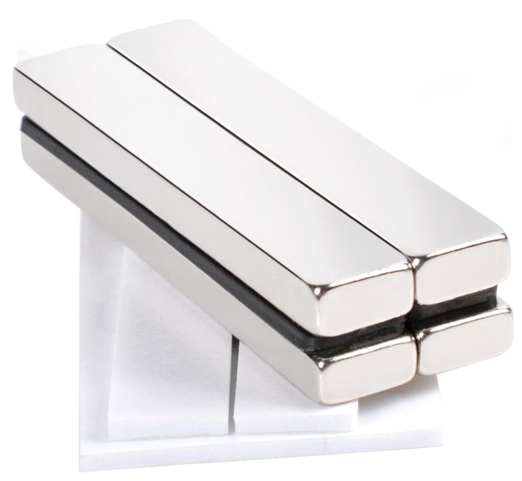 4 große, starke Magnete, 60x10x5mm Neodym-Magnete, extra starke Flachmagnete, selbstklebende Magnete für Magnettafeln, Küchenschränke und recht...