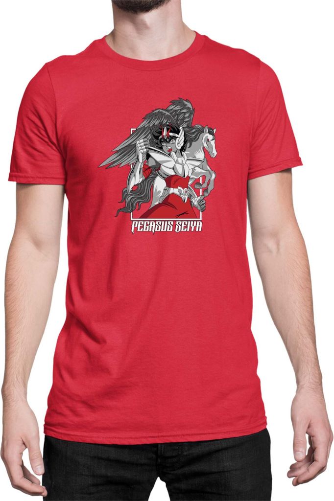 Herren T-Shirt Japan Anime Manga Saint Anime Seiya Pegasus Seiya 03 Flying Horse, Man 3XL / Rot