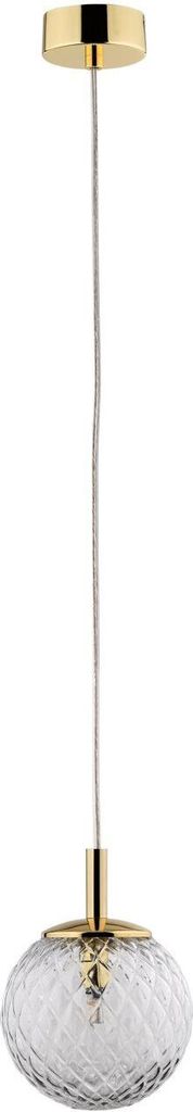 Hängeleuchte Metall Glas rund D: 14 cm H: max. 150 cm in Gold G9 Kugelschirm Art Déco