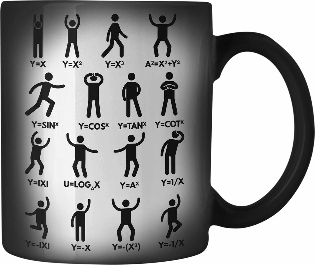 Trendation - Mathe Gleichungen Lustige Farbwechsel Zauber-Tasse Geschenk Mathelehrer Mathematik Spruch (Schwarz)