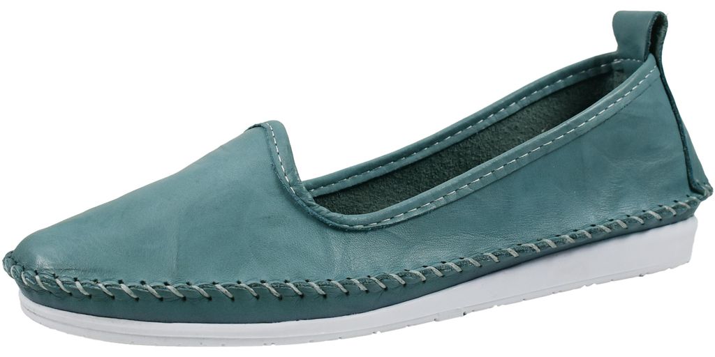 Andrea Conti Damen Mokassin Leder Slipper Ballerina Eyecatcher bequem 0027449, Größe:39 EU, Farbe:Blau