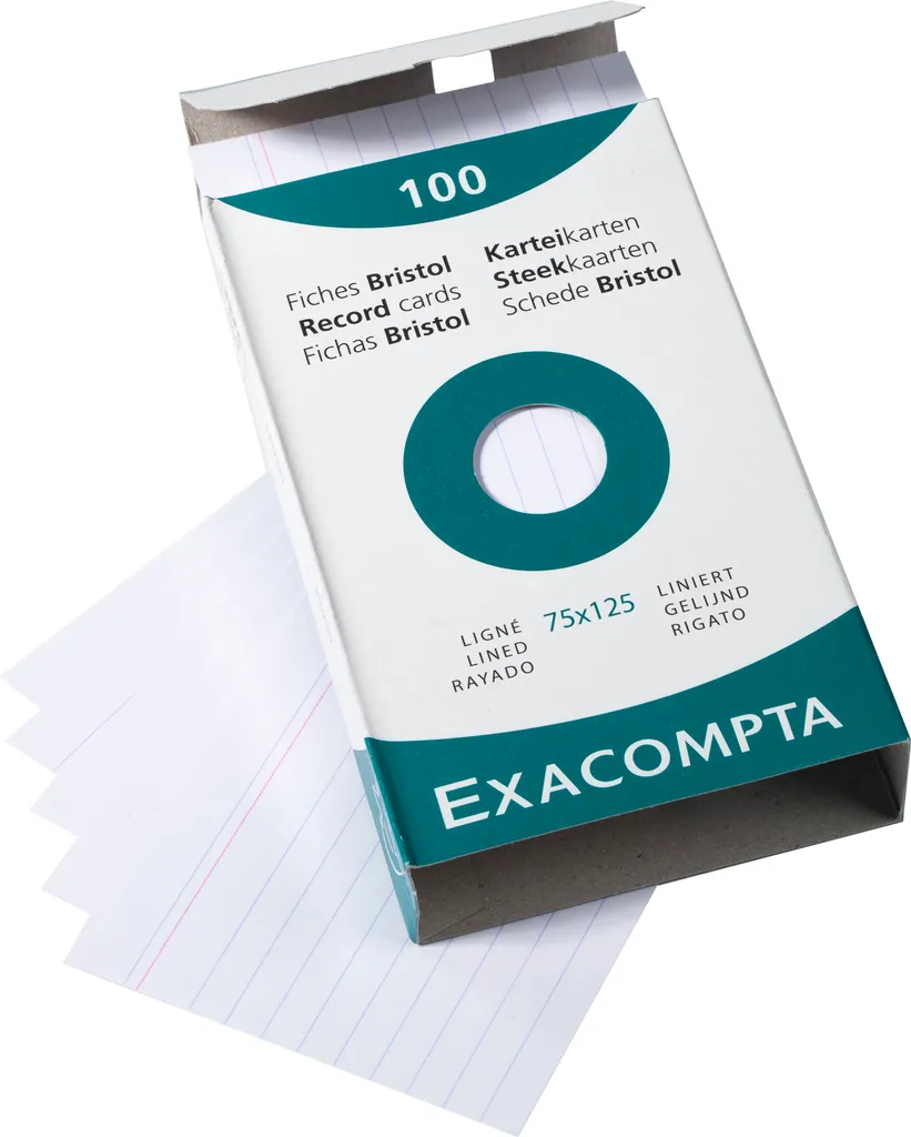 Fiches de révision Exacompta 13801X lignées 75x125 mm blanc - Lot de 10