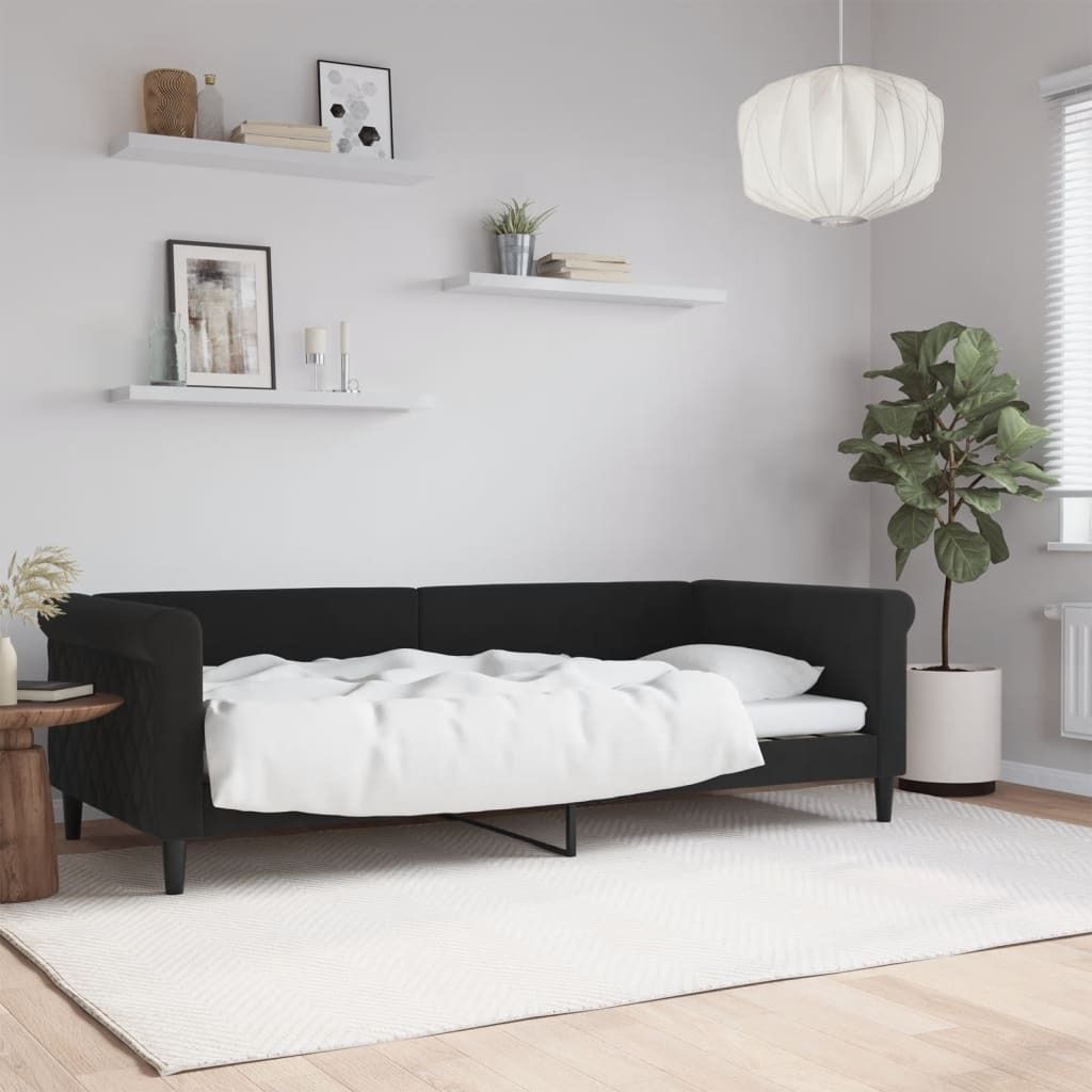 "Rabatt" Tagesbettrahmen/Schlafsofa - Modernes Design - Schwarz 90x200 cm Samt - Klassische Betten CC16257