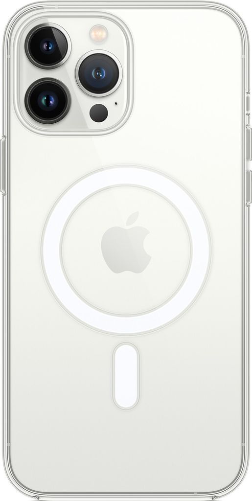 The back of a clear iPhone 14 Pro Max case with MagSafe.