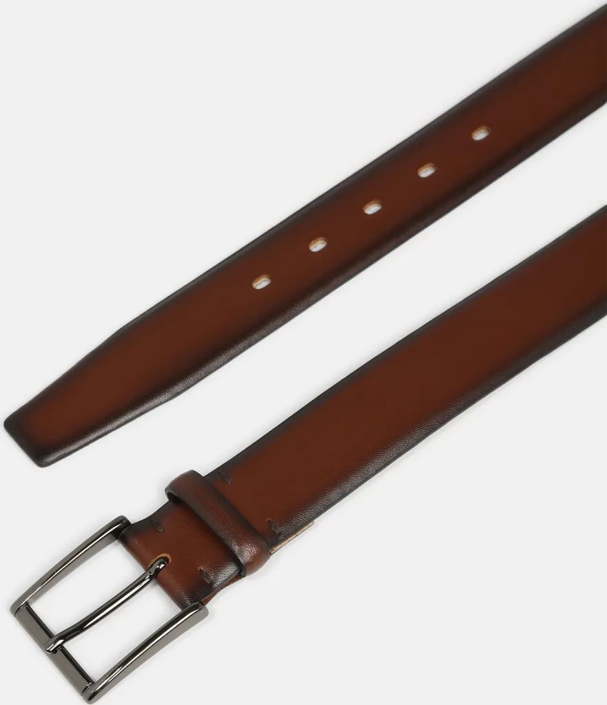 Cintura Uomo LLOYD Brandy 7772 In Pelle Bovina - Larga 4 Cm, Fibbia Ad Ardiglione, Accorciabile, 5 Fori, Accessorio Elegante