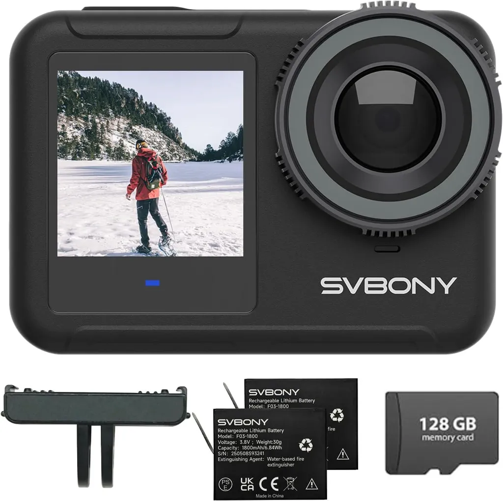 Caméra d'action 4K SVBONY SVGo3 étanche avec double écran IPS noir