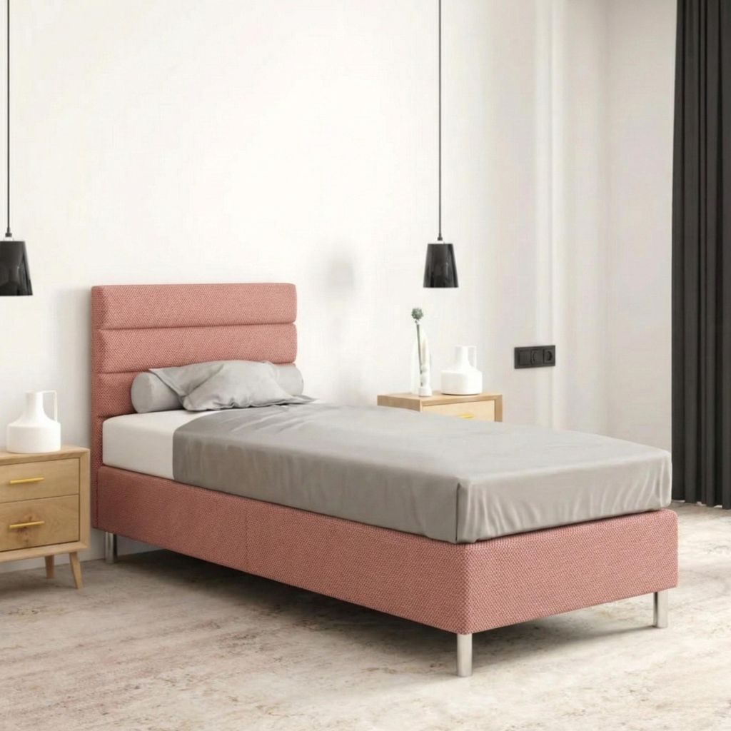 Hotelbett 90x200 cm - Rosa - Polsterbett für Hotels und Produktbild 