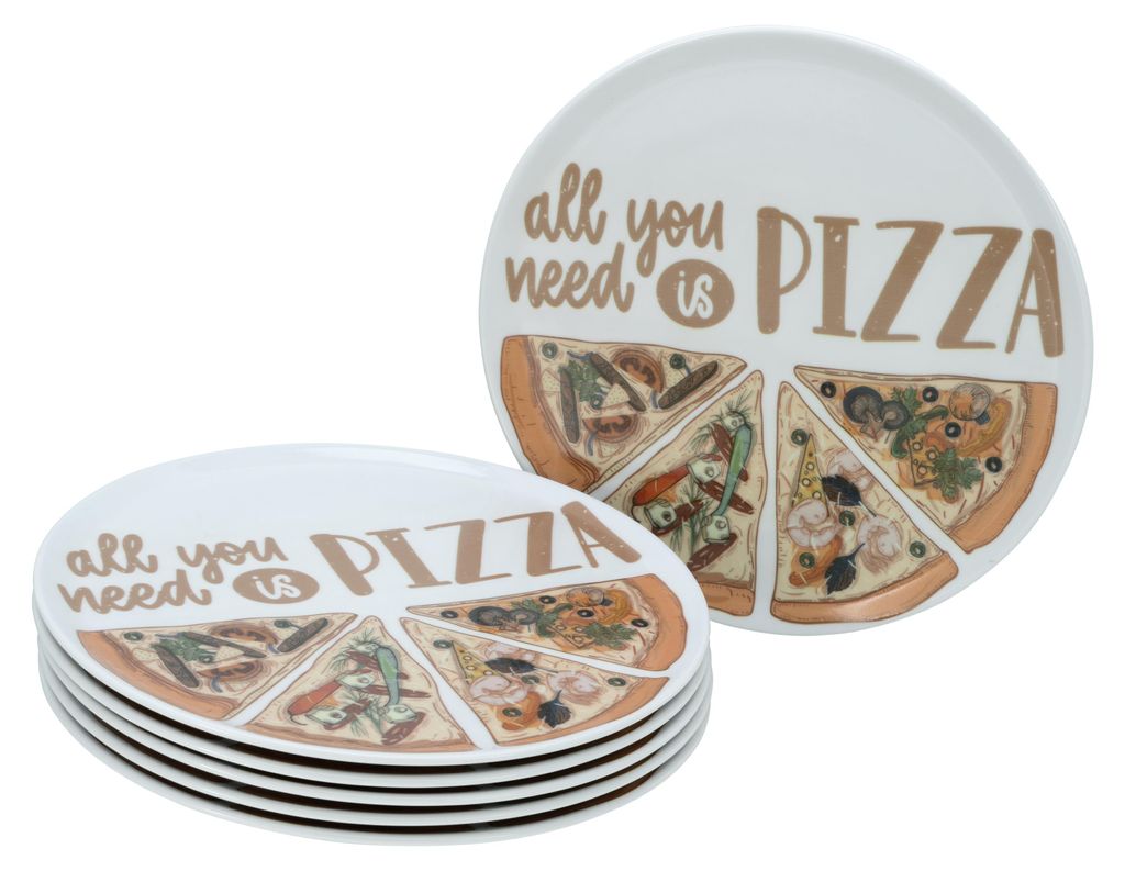CreaTable, 21568, Europa Bunt, Pizzateller 6-tlg, Porzellan Produktbild 