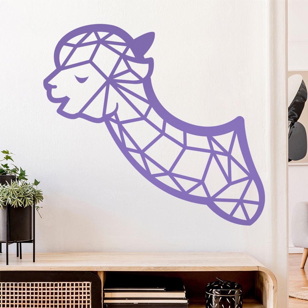 Lama Alpaka Polygon Wandtattoo Wandaufkleber Wall Sticker - Dekoration, Küche, Wohnzimmer, Schlafzimmer, Badezimmer