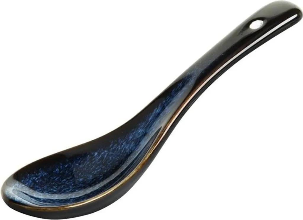 Lot de 12 grandes cuillères de table bleu nuit pour service de soupe