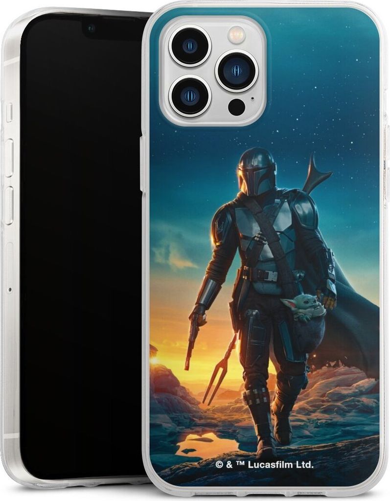 DeinDesign Handyhülle für Apple iPhone 13 Pro Max Silikon Hülle Case Smartphone Schutzhülle Sonnenuntergang Star Wars The Mandalorian