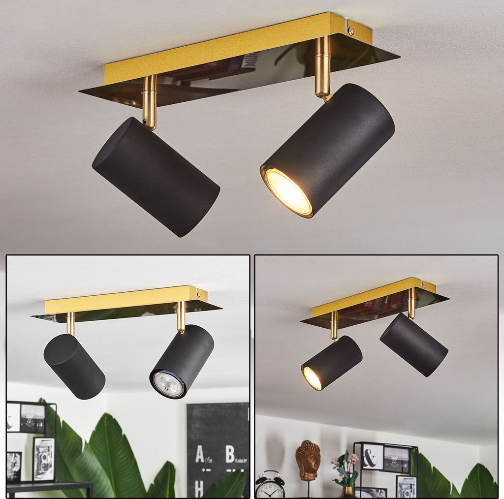 Godo »Godo« moderne Deckenlampe aus Metall in Schwarz/Goldfarben