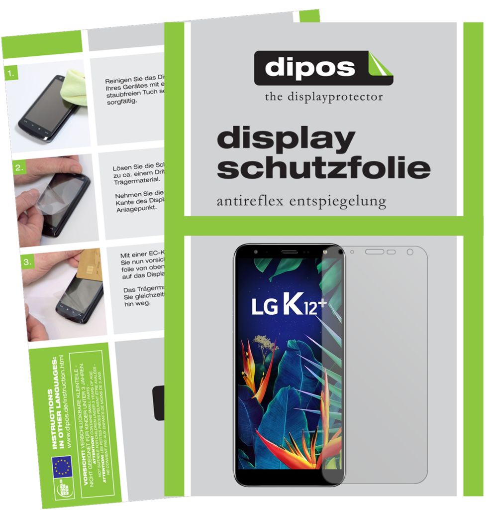 2x Schutzfolie für LG K12 Plus matt Displayschutzfolie Folie Display Schutz dipos