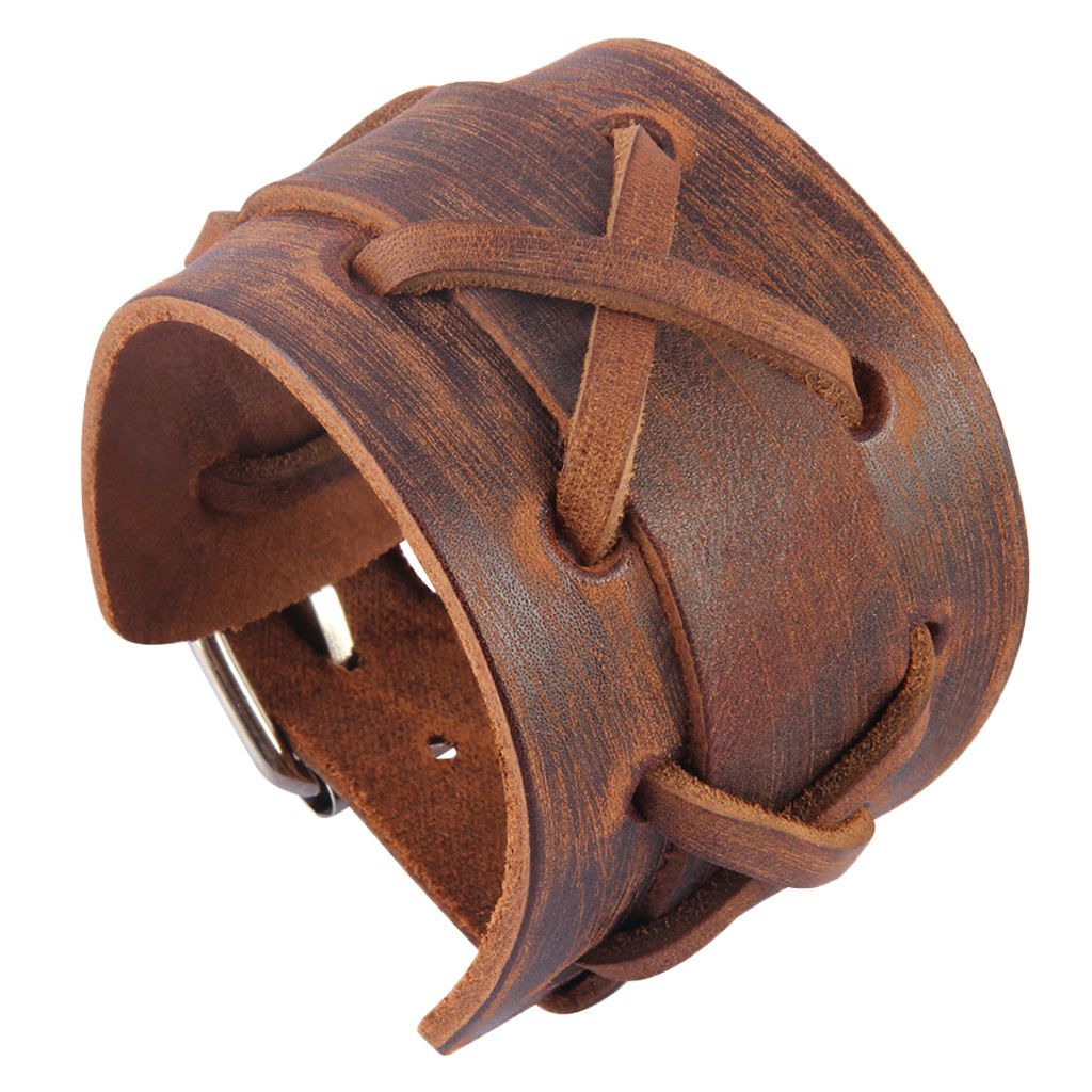 Einfach geflochtenes Leder Manschette Armband für Männer Frauen Zubehör Armreif