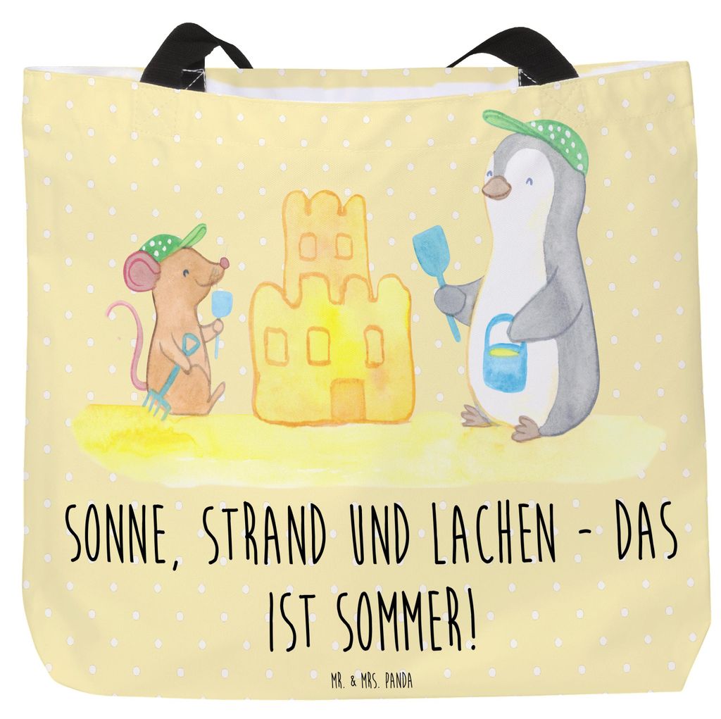 Mr. & Mrs. Panda Tote Bag Sommerfreude - Gelb Pastell - Geschenk, Summer Vibes, Natur, Jahreszeiten, Sommergefühle, Strand, Strandtasche, Tragetas...