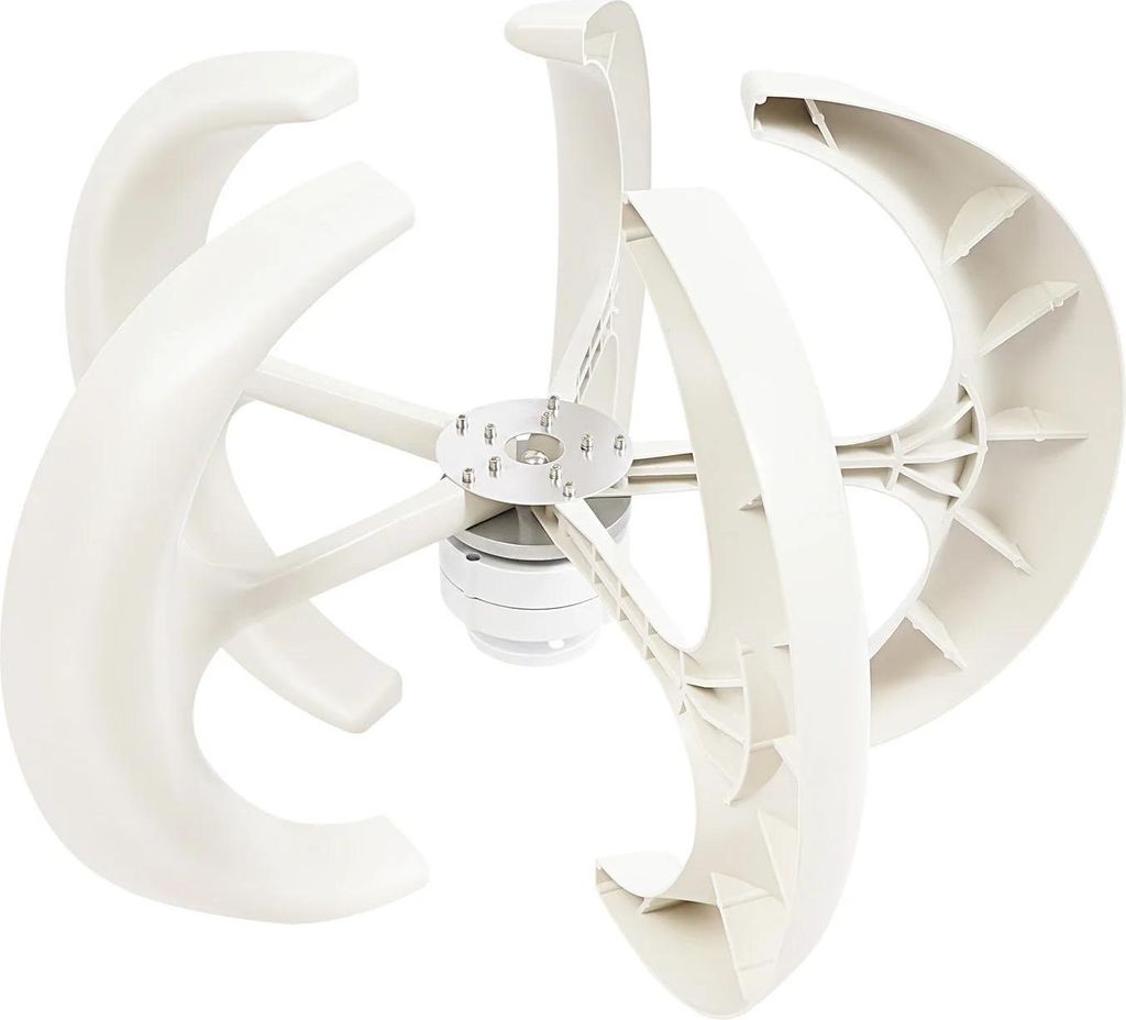 Windturbine für Zuhause mit Flanschplatte - Windgenerator - 600 W - 12 V - IP67-Controller - Anlauf bei 2 m/s - 90×60 cm - Weiß