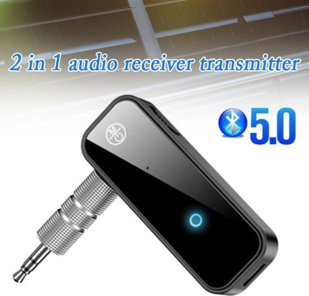 Bluetooth 5.0 Adapter 2-in-1 Drahtloser Sender/Empfänger mit 3,5-mm-Klinkenstecker für Freisprechfunktion und Musikwiedergabe im Auto