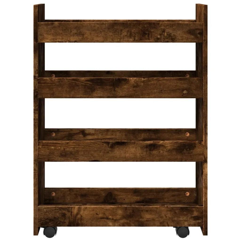 Organizer Multiuso 4 Ripiani Legno Quercia Affumicata per Ufficio e Casa - 4