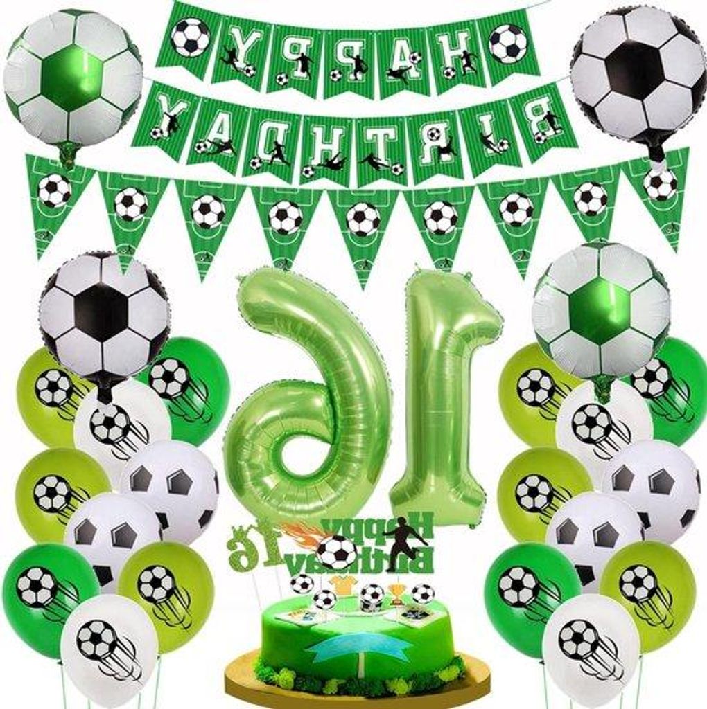 Jungendekoration Fußball 16. Geburtstag grün