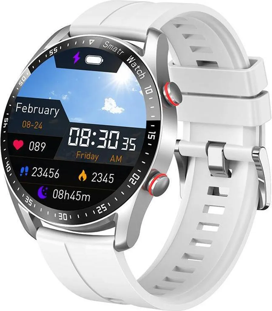 Smartwatch Salute e Pressione Sanguigna Bianco - Chiamate Bluetooth