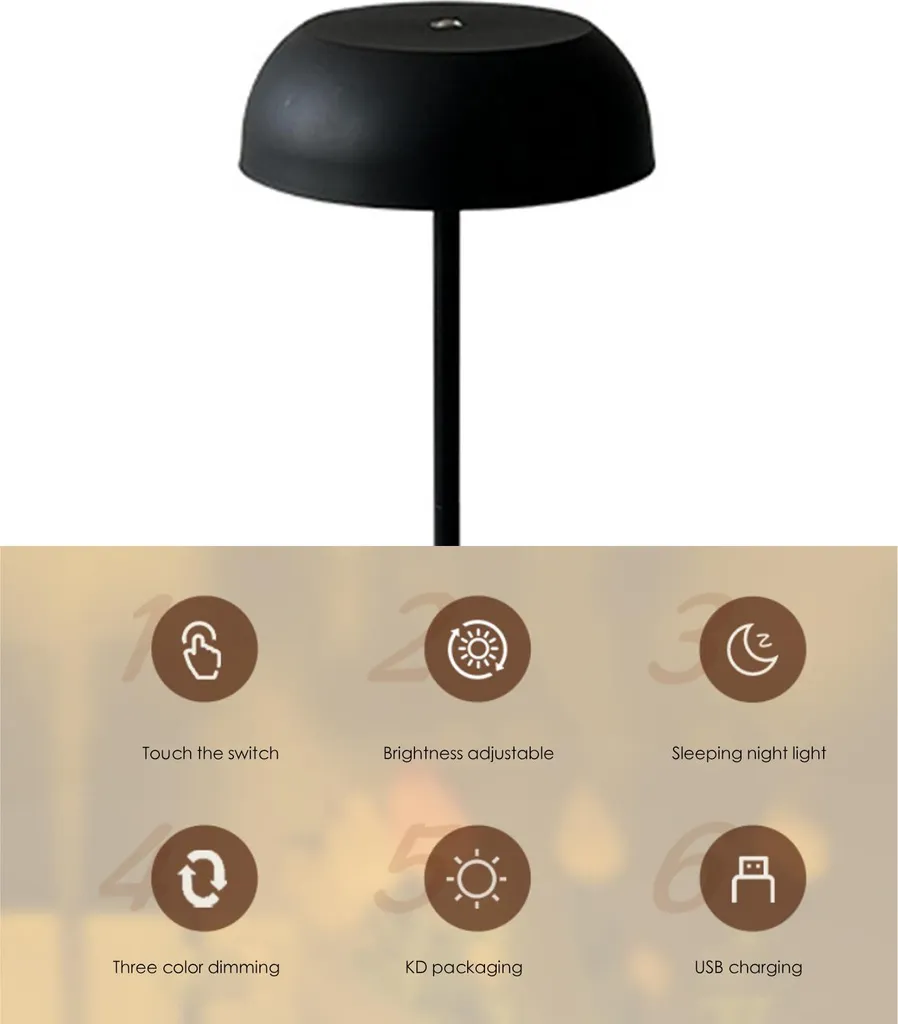 Lampe de table rechargeable USB - Solution d'éclairage sans fil tactile - 3
