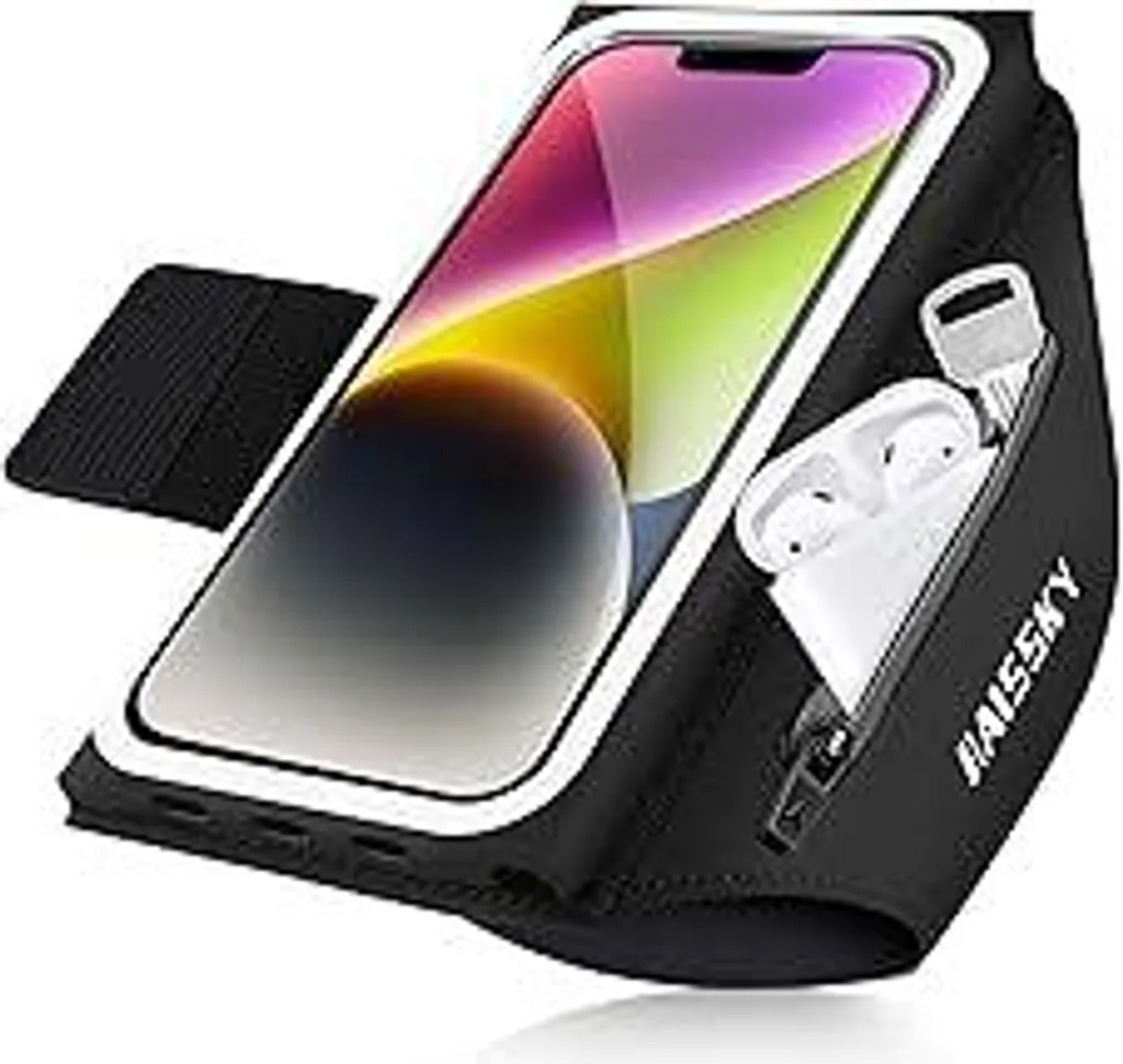 Cinturino sportivo per cellulare Supporto per cellulare da jogging, custodia per cellulare da jogging con tasca per auricolari Cinturino da braccio per cellulare Accessori da jogging per iPhone 17/16/15/14/13 Pro Max Galaxy S25/S24/S23 Ultra Fino a 6,9 pollici