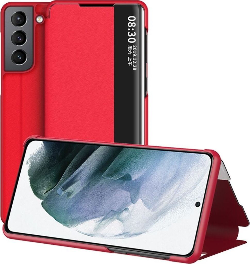 König Design Hülle kompatibel mit Samsung Galaxy S22 Plus 5G Kunstleder Handyhülle - Handy Case Rot