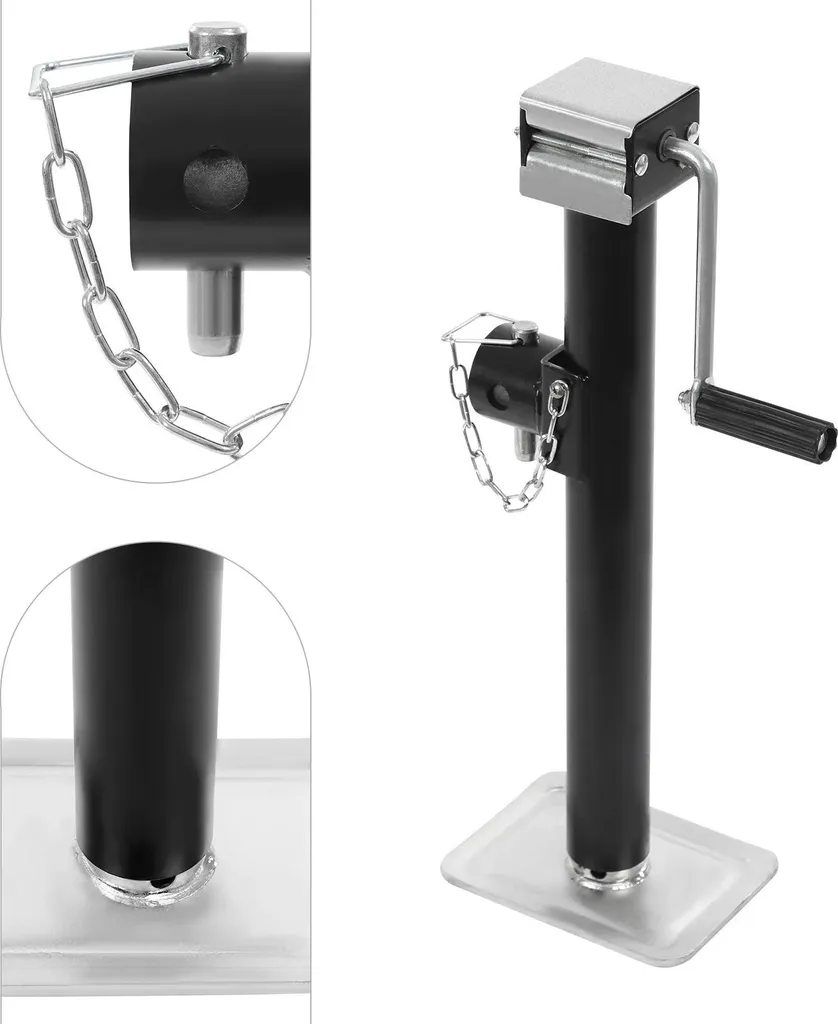 Cric per Rimorchio 2268kg Acciaio Q235 | Piedino di Supporto Nero