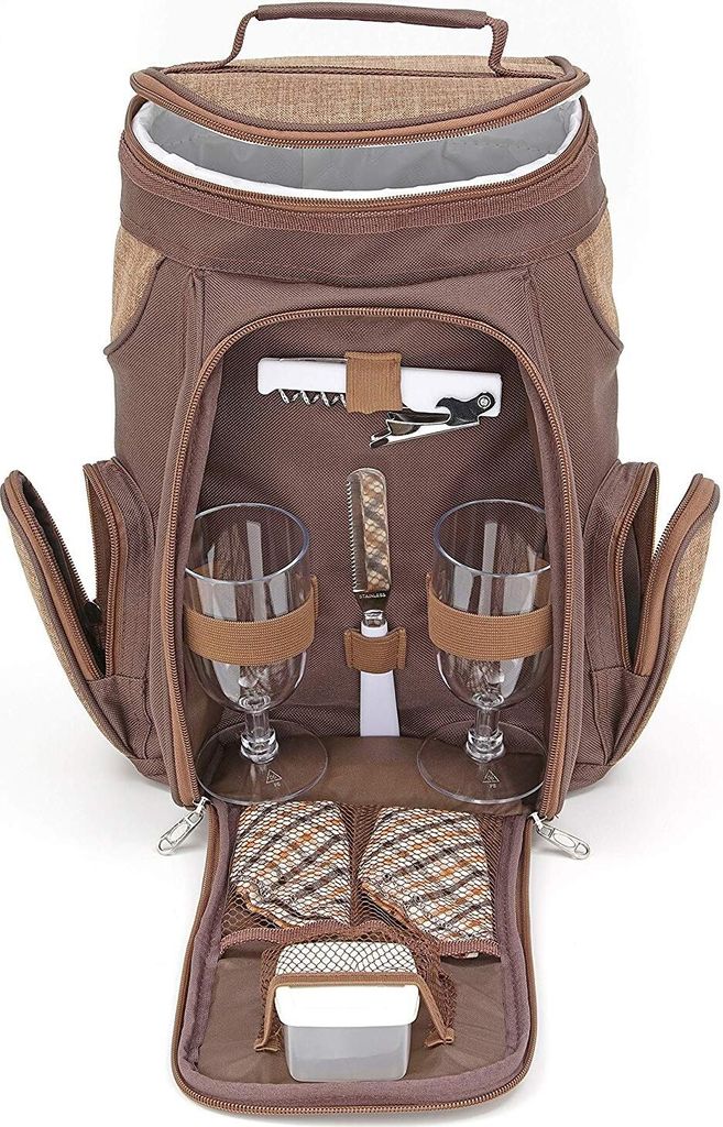 BRUBAKER Sac de pique-nique pour vin ou champagne Sac à dos Image du produit 