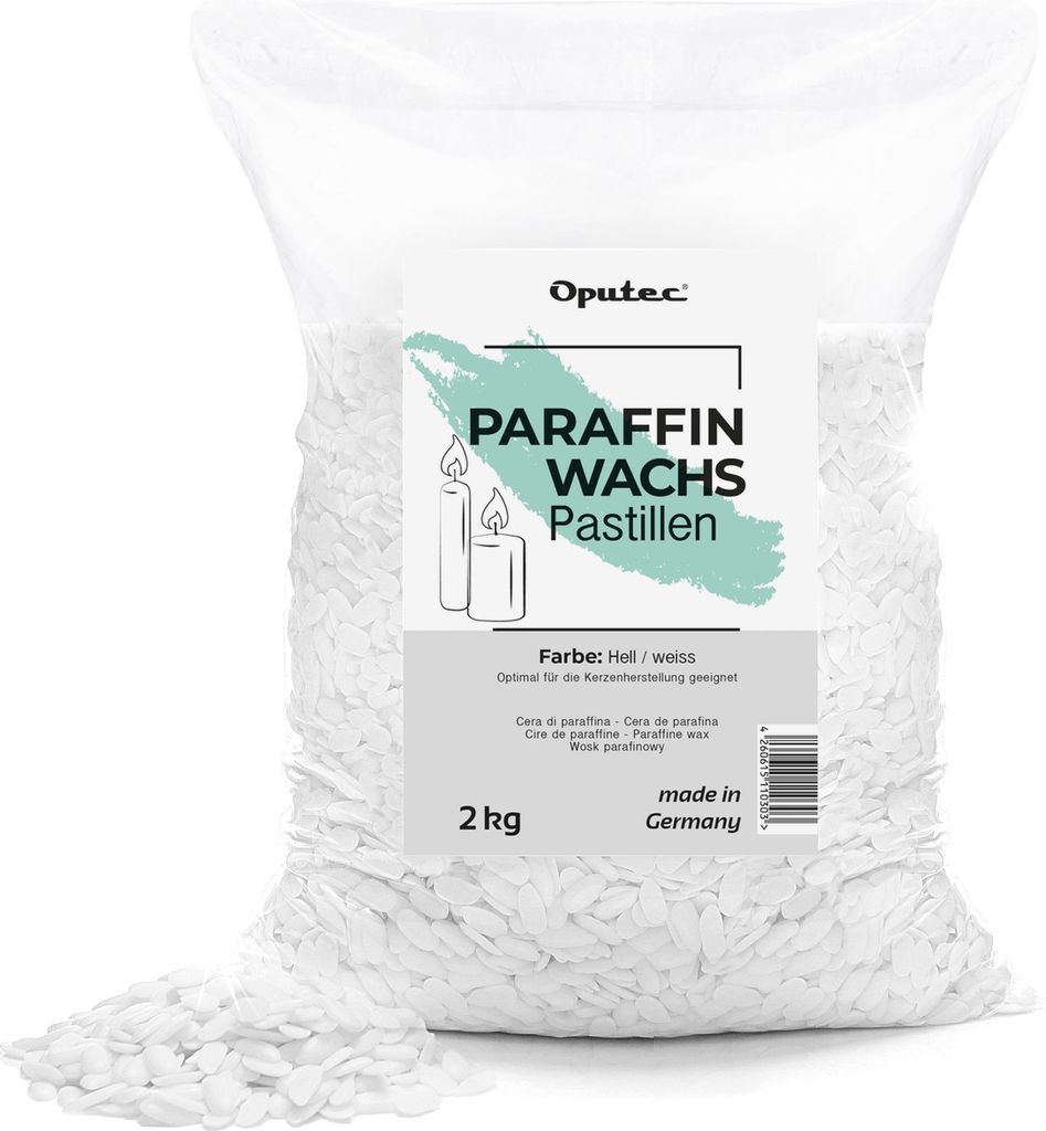 Oputec 2 KG Paraffinwachs Pastillen für Kerzen: Weißes Kerzenwachs - Kerzen selber Machen - Kerzenwachs zum Gießen - Eigene Kerzen herstellen un...