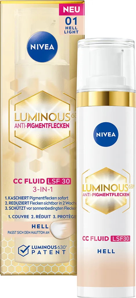 Unifier le Teint avec le Fluide CC NIVEA Luminous630 SPF30 01 Clair