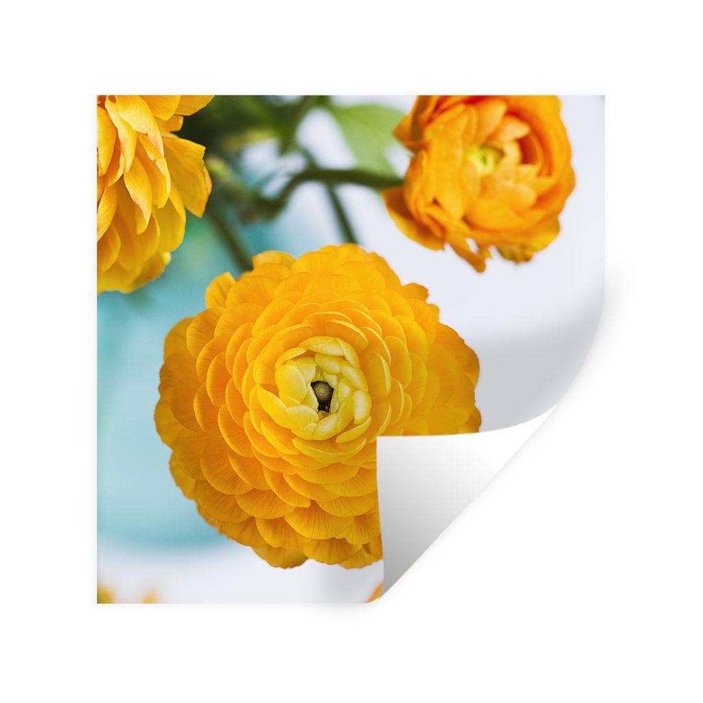 MuchoWow Wandtattoo Wandsticker Wandaufkleber Blumen - Draußen - Orange 100x100 cm Selbstklebend und Repositionierbar - Wierderverwendbar - Selb...