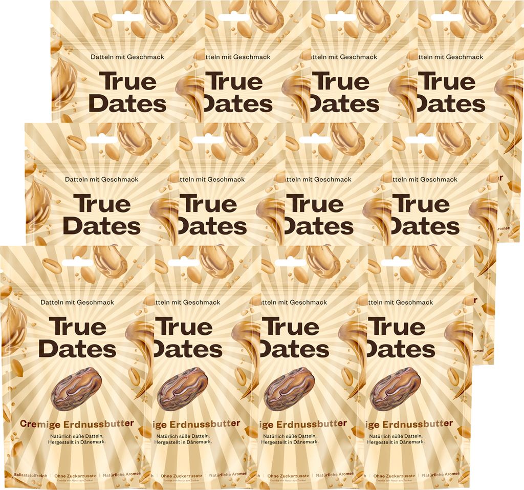 Produktbild True Dates Datteln Peanut Butter natürlich Datteln 100g 12er Pack