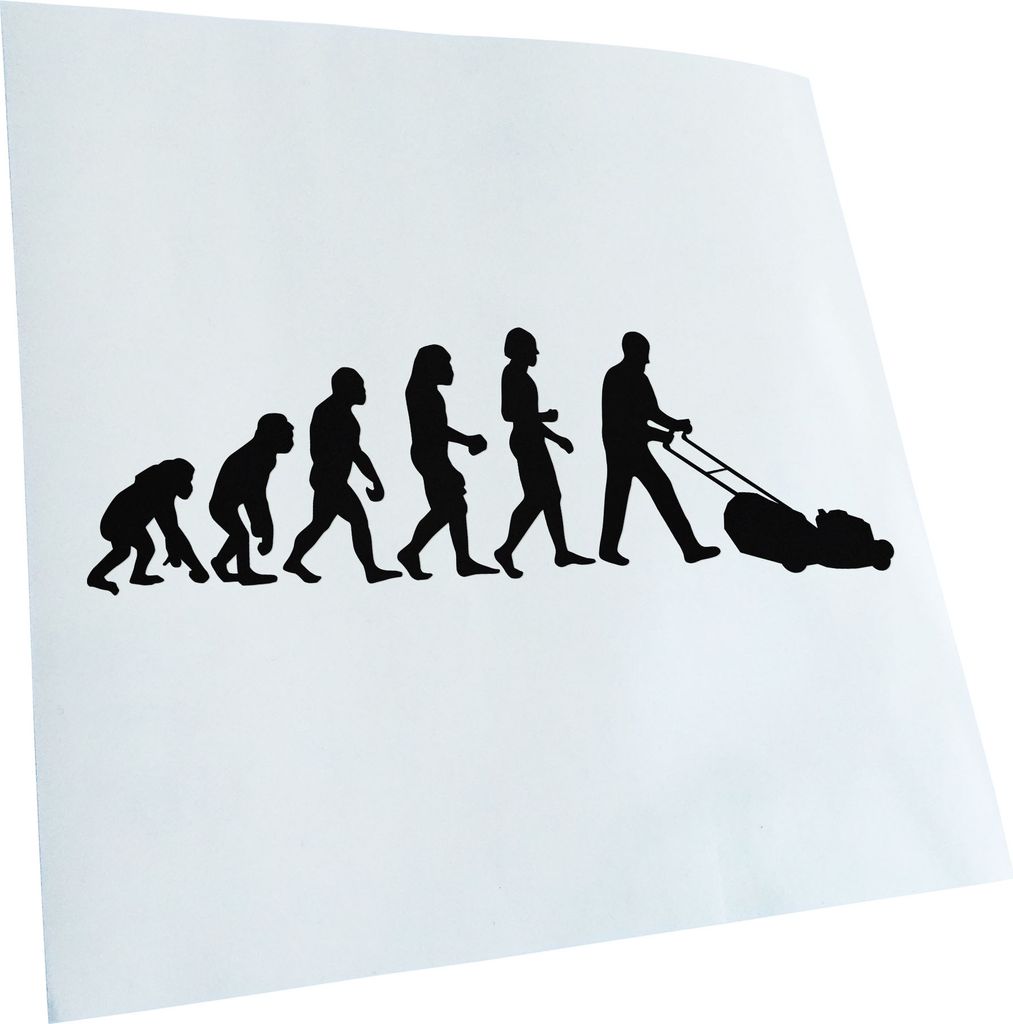 Kiwistar - Autoaufkleber - Evolution Rasenmäher Heckscheibenaufkleber - Aufkleber für Auto Kfz Fahrrad, LKW, Truck Mofa