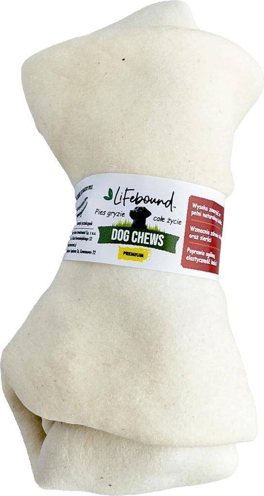 IMKERSHOP Kauartikel für Hunde – Hundesnack – In Form eines Knochens – Kalbsleder, Geschmack Natur, Größe 15/18 cm