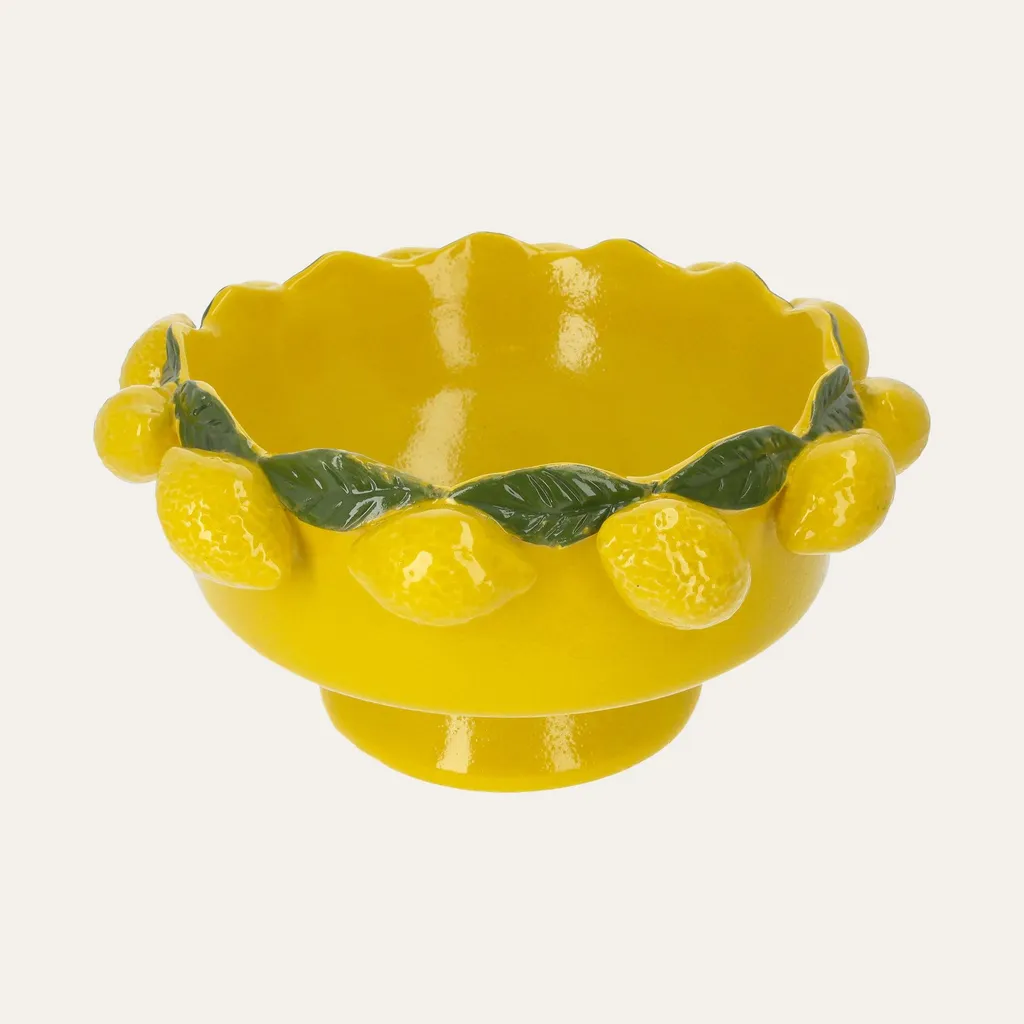 Plateau décoratif céramique citrons 37x29 cm finition émaillée luxe
