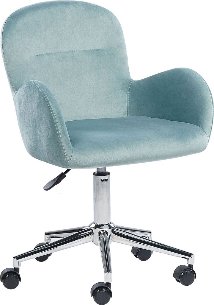 BELIANI Bürostuhl Mintgrün Stoffbezug Samt mit Armlehnen Rollen Gasdruckfeder Höhenverstellbar Drehbar Büro Wohnzimmer Esszimmer Drehstuhl