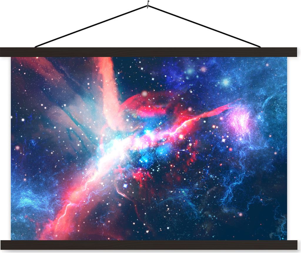 MuchoWow Textilposter Raum - Licht - Blau 90x60 cm mit schwarzem Rahmen - Aufhängungssatz