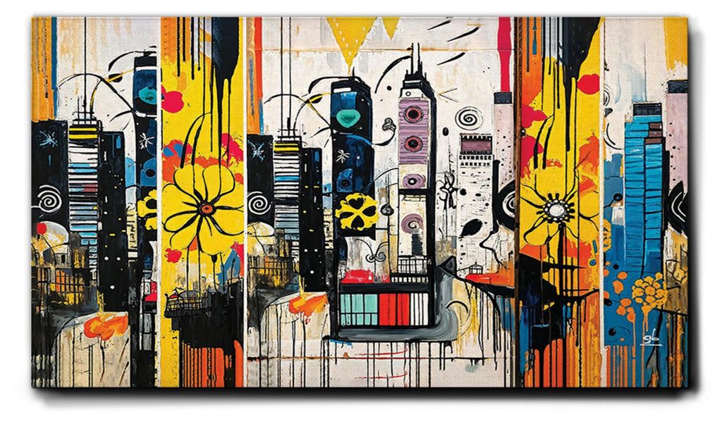 Giallobus - 45 - Skyline Farbe 01 - Giallobus - 35L x 20B cm - Bild - Premium Loom Canvas mit hoher Dicke
