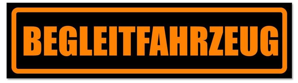 Kiwistar - Autoaufkleber - Orange - Schwarz - 60 x 16 cm - Begleitfahrzeug - Hinweis Aufkleber Sticker für Auto, Kfz, Fahrrad, PKW, LKW