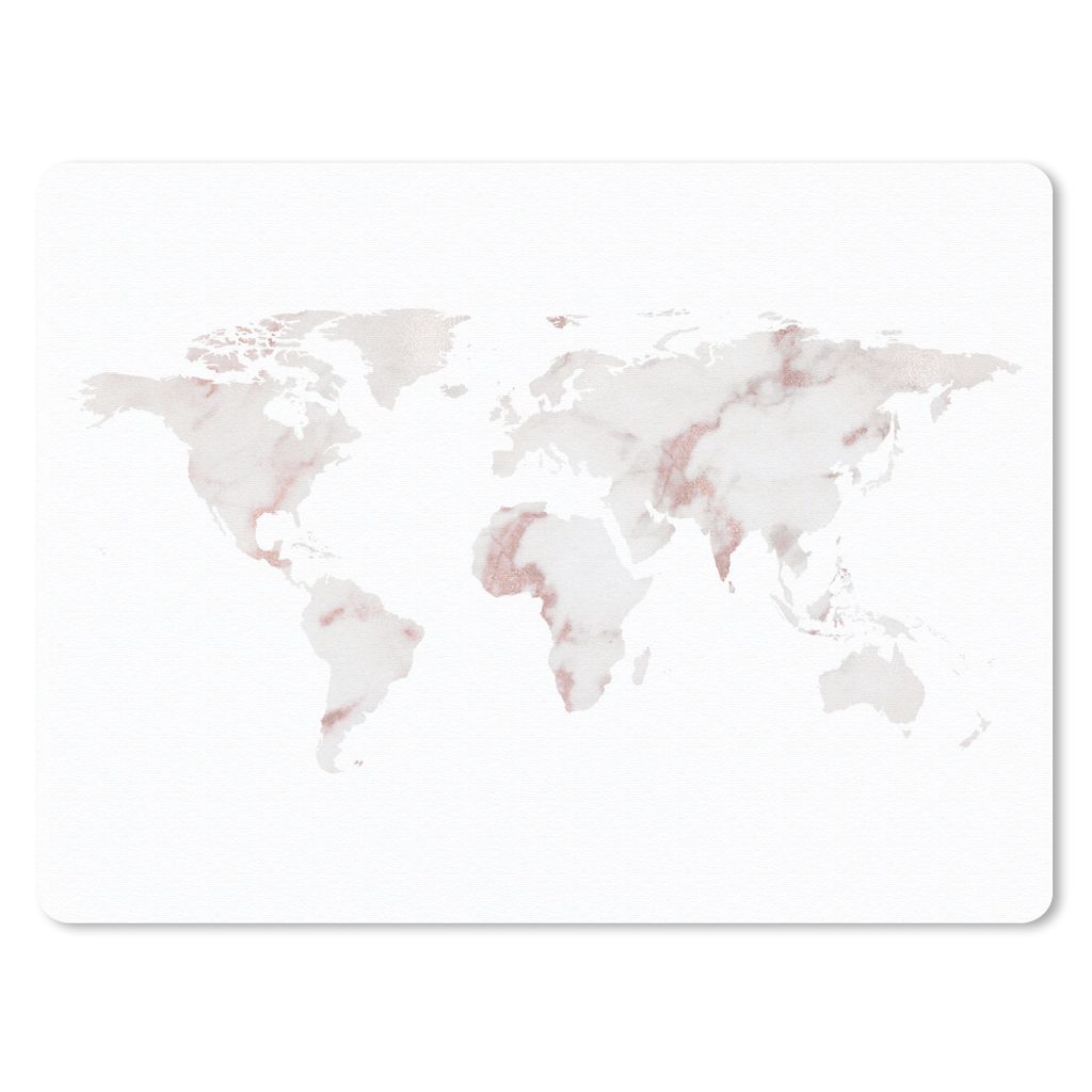 MuchoWow Mauspad Mousepad Weltkarte - Marmor - Rosa 40x30 cm - Mousepads - Maus Mat - Pad - Mausunterlage - Anti Rutsch