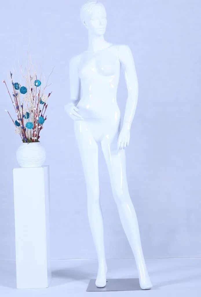 Mannequin femme debout pour vitrine mode blanc brillant série EH12-B chic