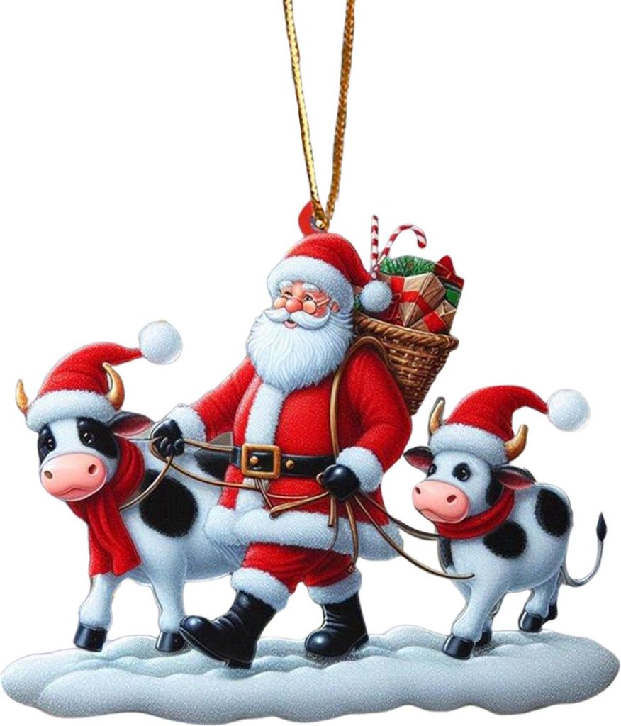 2D-Acryl-Weihnachtsornament, niedlicher flacher Eisbär/Oktopus/Papagei, Tieranhänger für den Auto-Rückspiegel, Auto-Innenausstattung für Fenst...