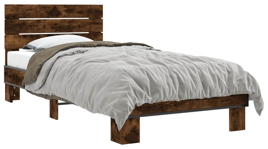 vidaXL Bettgestell mit Kopfteil Geräucherte Eiche 80 x 200 cm
