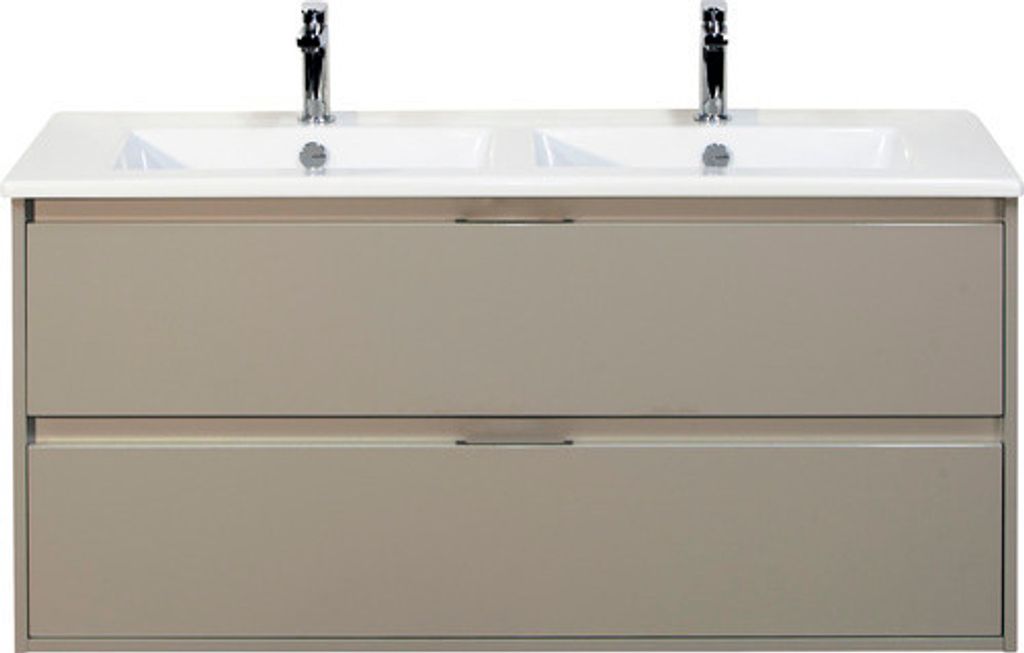 Doppelwaschbecken mit Unterschrank Sanox PORTO BxHxT 121x57x51 cm Frontfarbe kieselgrau 84719252