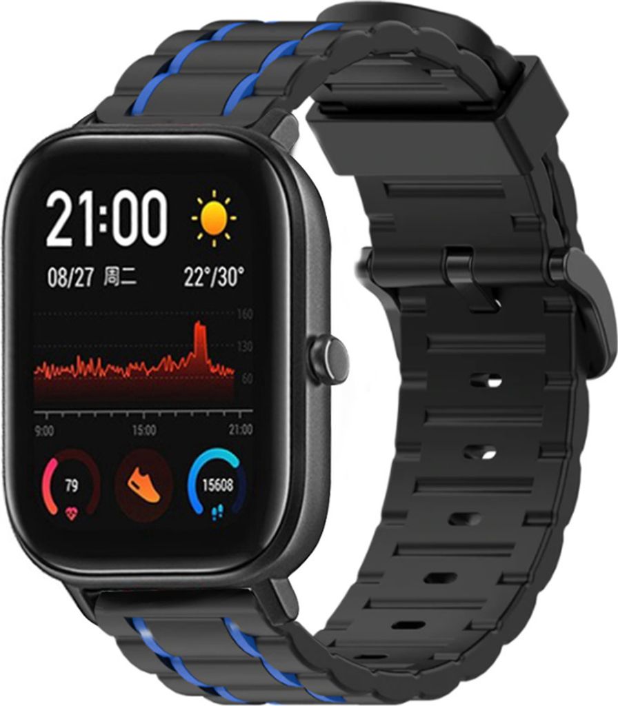 Strap-it Xiaomi Amazfit GTS Sport Schnallenarmband (Schwarz/Blau)