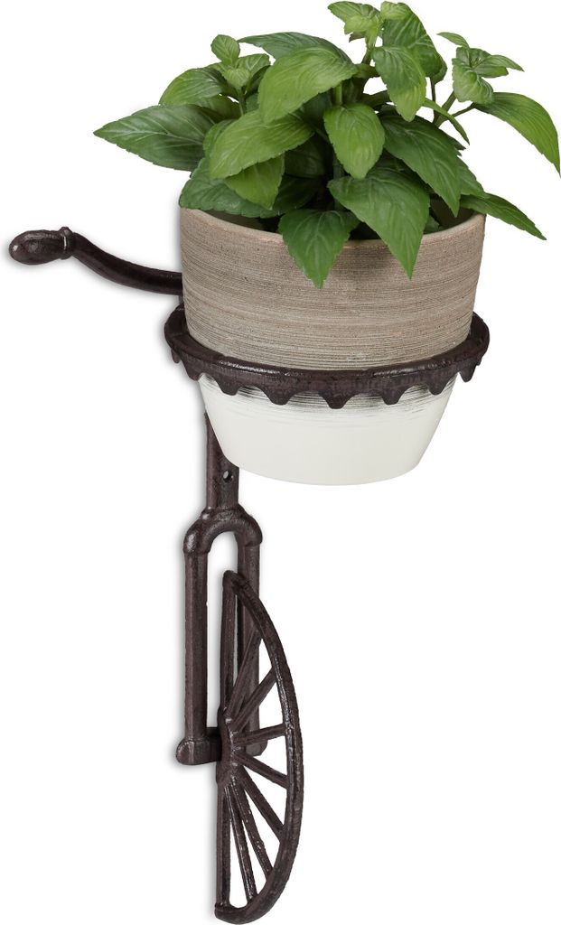relaxdays 5 x Wand Blumenhalter Einrad