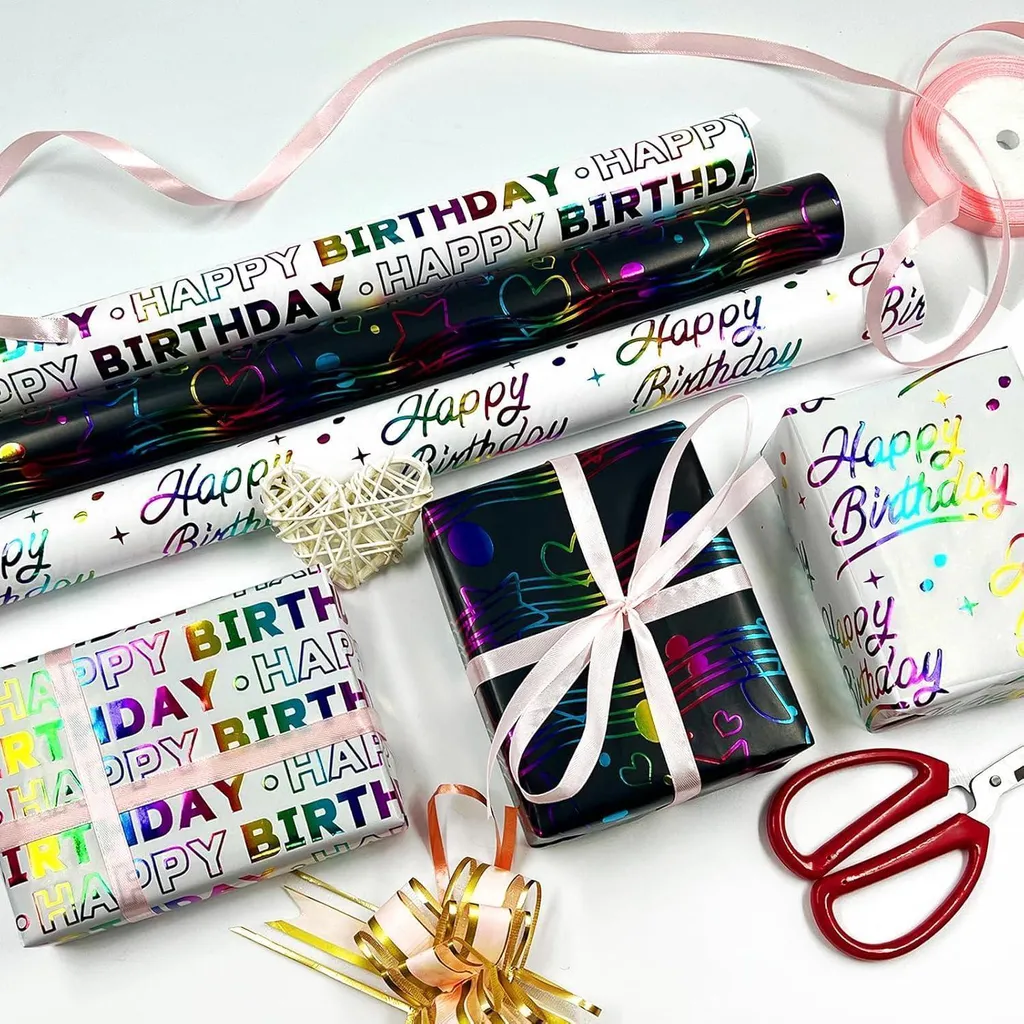Rouleaux de papier d'emballage festif 43cm x 3m pour toutes occasions